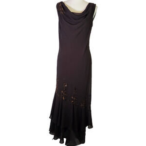 Xscape by Joanna Chen Women's Maxi Dress Size 10 Sleeveless Beads Sequins Formal